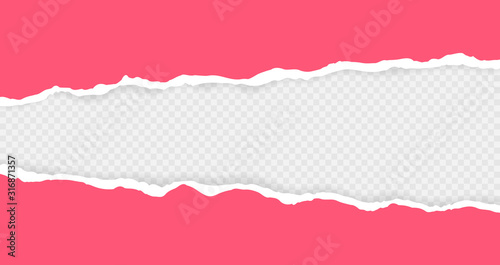 Ripped squared horizontal paper strips for text or message. Torn paper edge. Torn paper stripes. Vector illustration