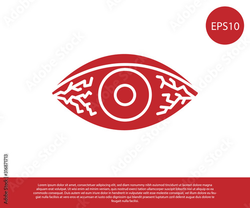 Red Reddish eye due to viral, bacterial or allergic conjunctivitis icon isolated on white background. Vector Illustration