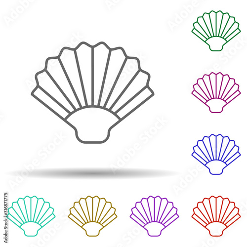 Prehistoric oyster in multi color style icon. Simple thin line, outline vector of prehistoric icons for ui and ux, website or mobile application