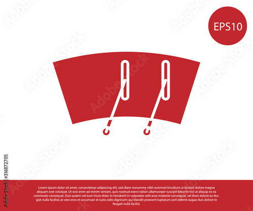 Red Windscreen wiper icon isolated on white background. Vector Illustration