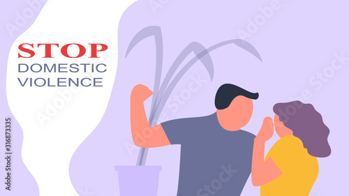 Stop domestic violence. Family abuse. Conflict relationships between man and woman.