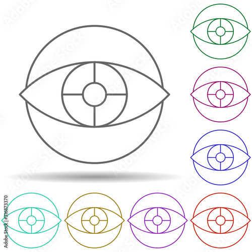 Robotic technology eye in multi color style icon. Simple thin line, outline vector of robotisc icons for ui and ux, website or mobile application