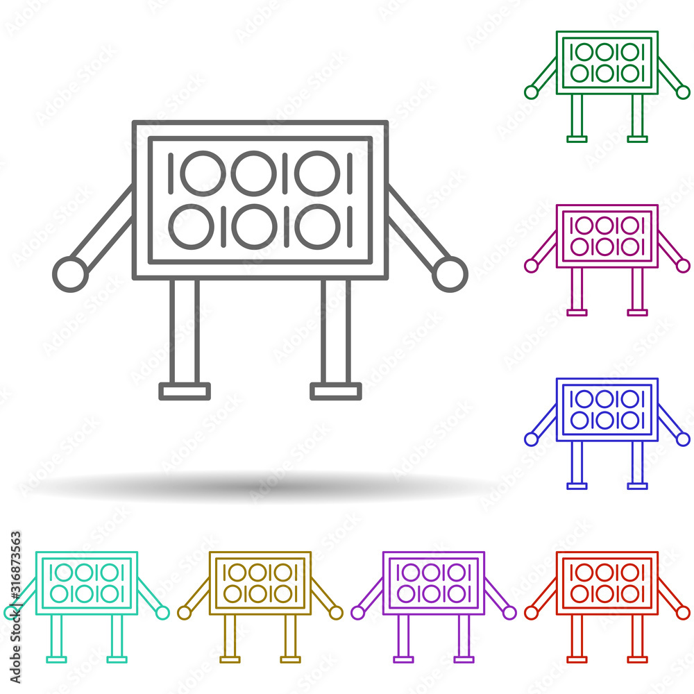 Robotic technology monitor in multi color style icon. Simple thin line, outline vector of robotisc icons for ui and ux, website or mobile application