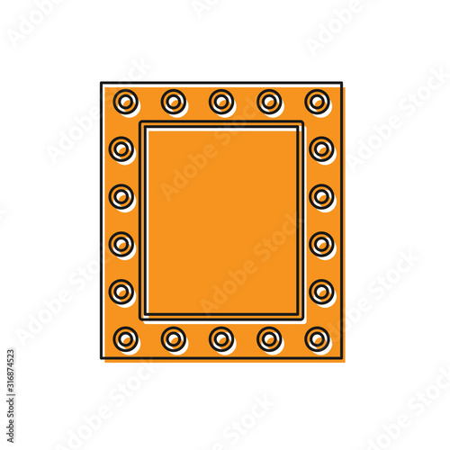 Orange Makeup mirror with lights icon isolated on white background. Vector Illustration