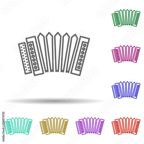 Russian, culture, accordion, instrument in multi color style icon. Simple thin line, outline vector of russia icons for ui and ux, website or mobile application