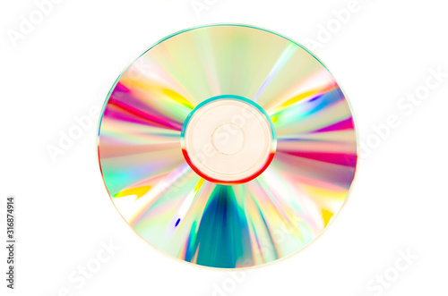 Overhead view of a single CD on white