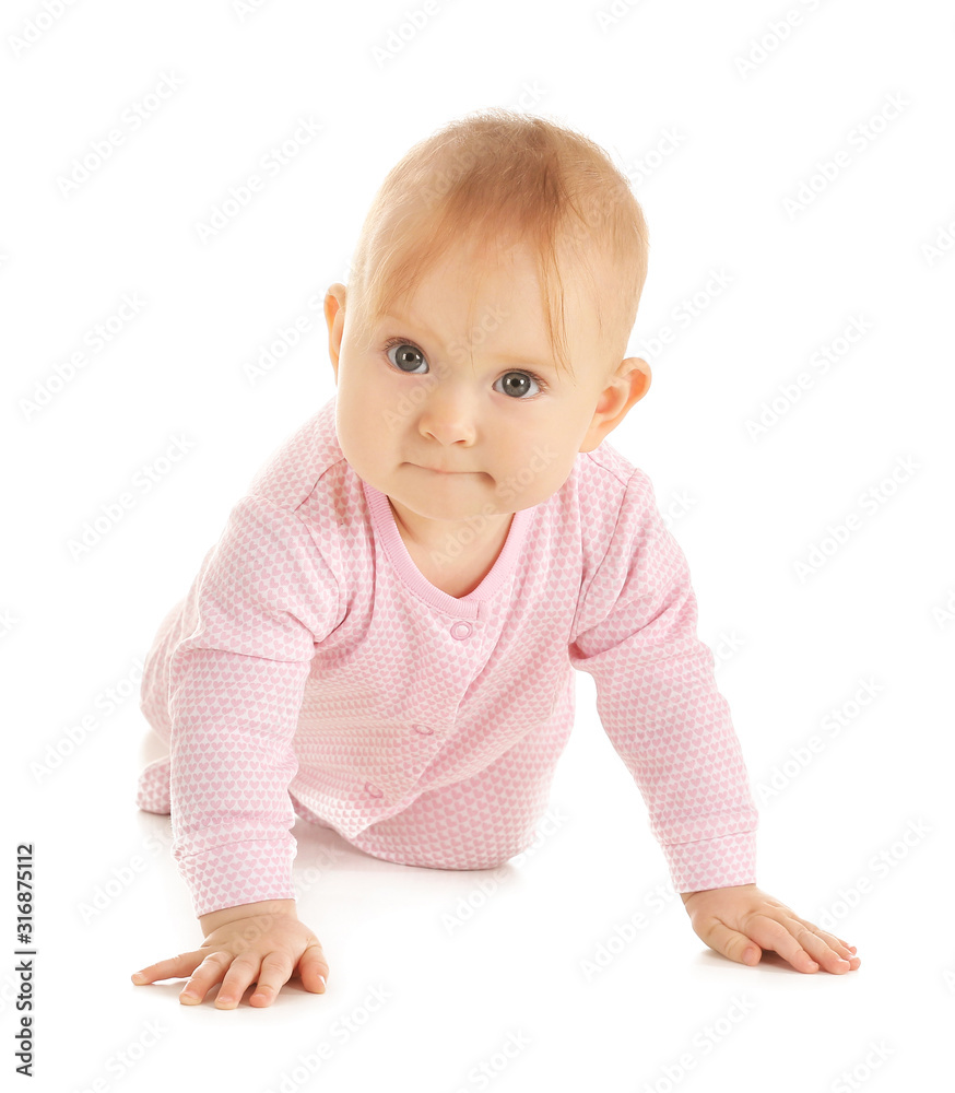 Portrait of cute baby on white background Portrait of cute baby on white background
