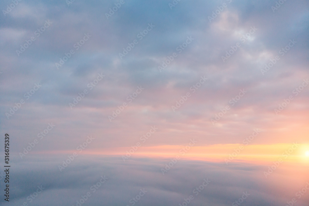 Fototapeta premium Drone fly above a cloudy sky