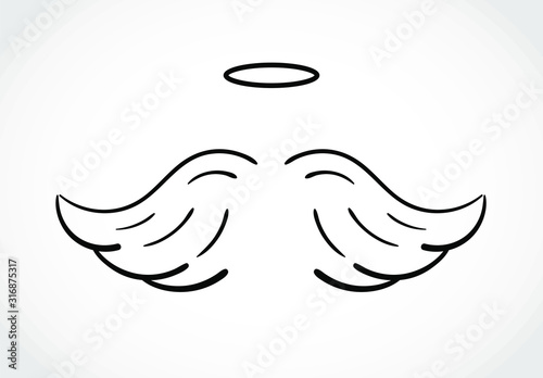 Angel wings icon with nimbus - stock vector