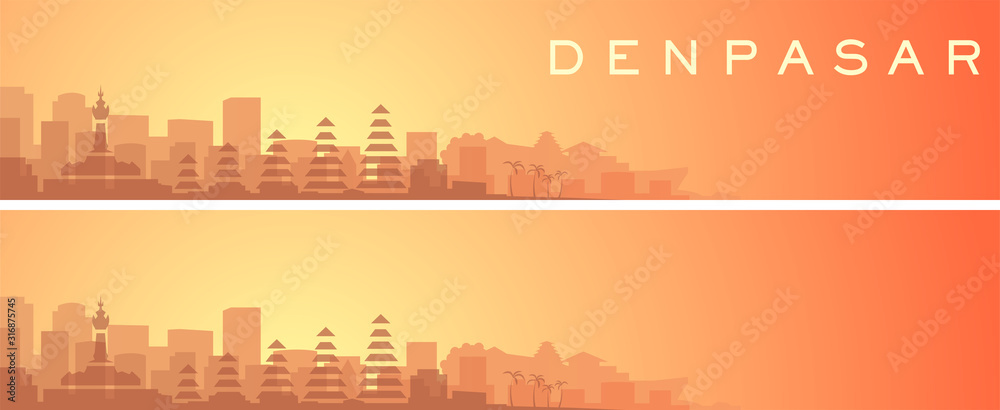 Denpasar Beautiful Skyline Scenery Banner