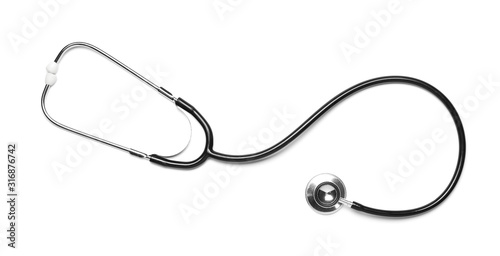 Stethoscope on white background. Cardiology concept photo