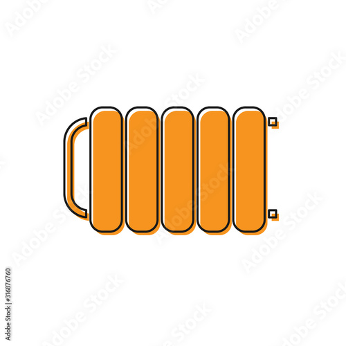 Orange Heating radiator icon isolated on white background. Vector Illustration