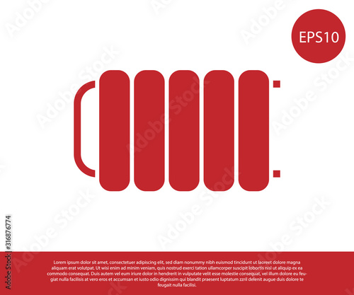 Red Heating radiator icon isolated on white background. Vector Illustration