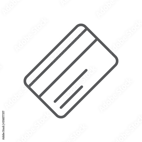 Credit card line icon. Minimalist black icon isolated on white background. Credit card simple silhouette. Web site page and mobile app design vector element.