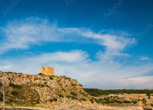 Watchtower near ionian sea  Uluzzo tower in Porto Selvaggio  Apulia  Salento  Italy