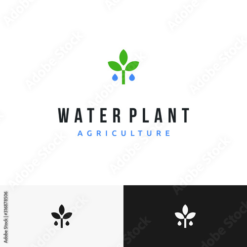 Water Droplet Sprout Plant Leaf Farm Hydroponic logo design inspiration