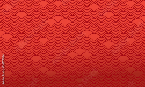 Red chinese pattern, oriental background. Vector illustration