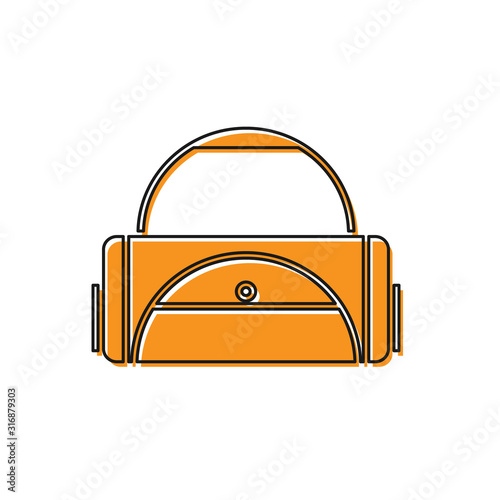Orange Sport bag icon isolated on white background. Vector Illustration