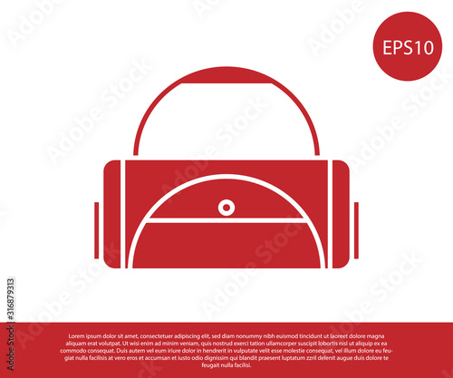 Red Sport bag icon isolated on white background. Vector Illustration