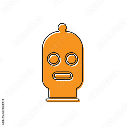 Orange Balaclava icon isolated on white background. A piece of clothing for winter sports or a mask for a criminal or a thief. Vector Illustration
