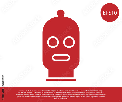 Red Balaclava icon isolated on white background. A piece of clothing for winter sports or a mask for a criminal or a thief. Vector Illustration