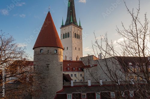View of the Tallinn Kremlin in the rays of the setting sun