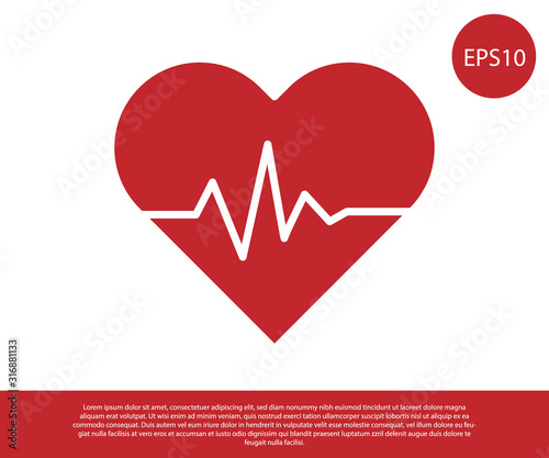 Red Heart rate icon isolated on white background. Heartbeat sign. Heart pulse icon. Cardiogram icon. Vector Illustration