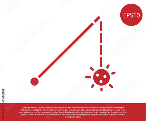 Red Medieval chained mace ball icon isolated on white background. Medieval weapon. Vector Illustration