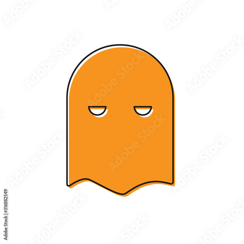 Orange Executioner mask icon isolated on white background. Hangman, torturer, executor, tormentor, butcher, headsman icon. Vector Illustration