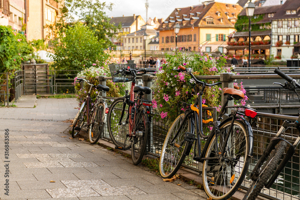 Bikes at Petite France bridges in Strasbourg