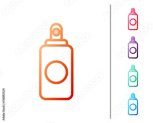 Red line Spray can for air freshener, hairspray, deodorant, antiperspirant icon isolated on white background. Set color icons. Vector Illustration