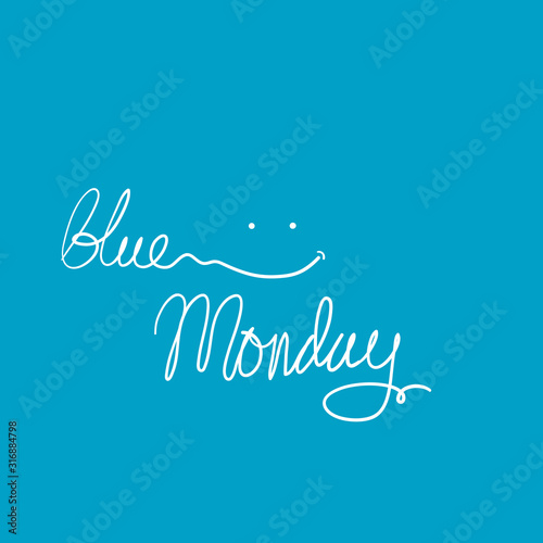 blue monday typography illustration hand drawing style vector