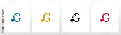 Music Note On Letter Logo Design G