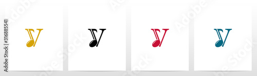 Music Note On Letter Logo Design V