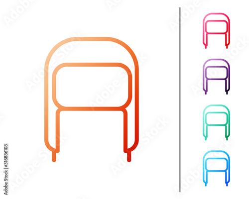 Red line Winter hat with ear flaps icon isolated on white background. Set color icons. Vector Illustration