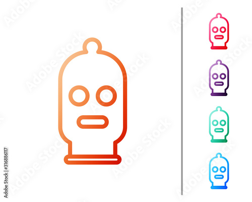 Red line Balaclava icon isolated on white background. A piece of clothing for winter sports or a mask for a criminal or a thief. Set color icons. Vector Illustration