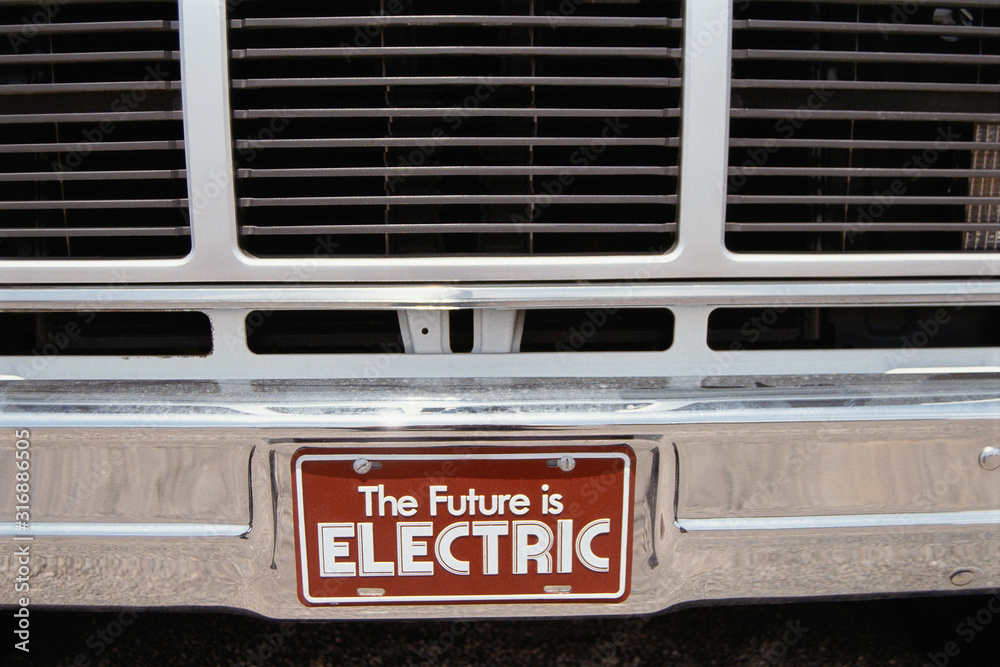License plate from electric car