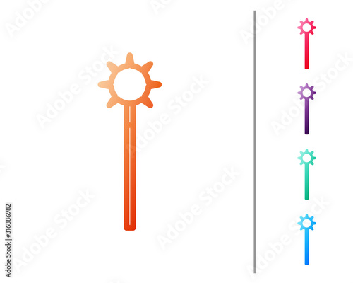 Red line Medieval chained mace ball icon isolated on white background. Medieval weapon. Set color icons. Vector Illustration