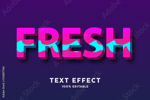 3d text bold fresh pink and cyan wavy style text effect, editable text