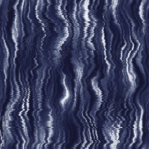 Indigo cyanotype dyed effect distressed worn bleached graphical motif. Noisy brushed faded mottled, intricate grungy stained navy design. Seamless repeat vector eps 10 pattern swatch. photo