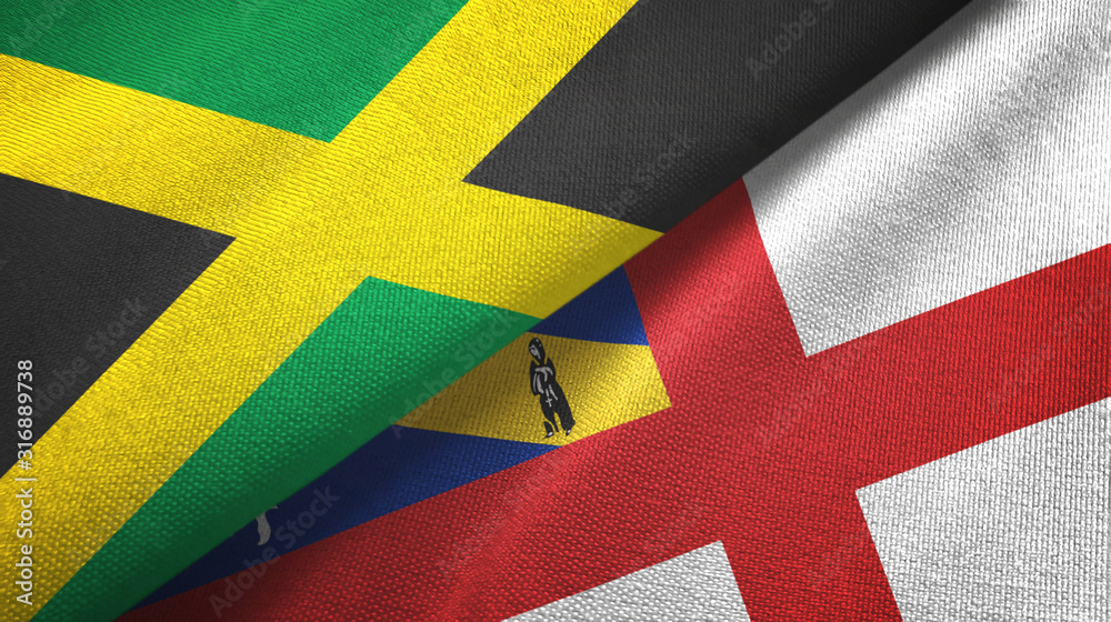 Jamaica and Herm two flags textile cloth, fabric texture Jamaica and Herm two flags textile cloth, fabric texture