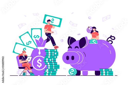 Large piggy bank with business people