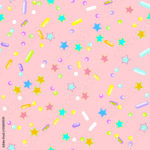 Sprinkle Cupcake Donut Topping. Seamless Pattern 