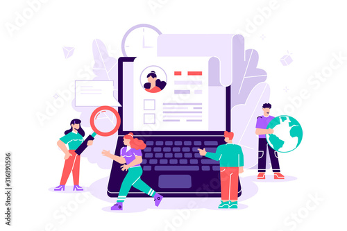 vector illustration. Concept Blogging, education, creative writing, content management for web page,banner, presentation, social media, documents, cards, posters. news, copywriting, seminars, tutorial
