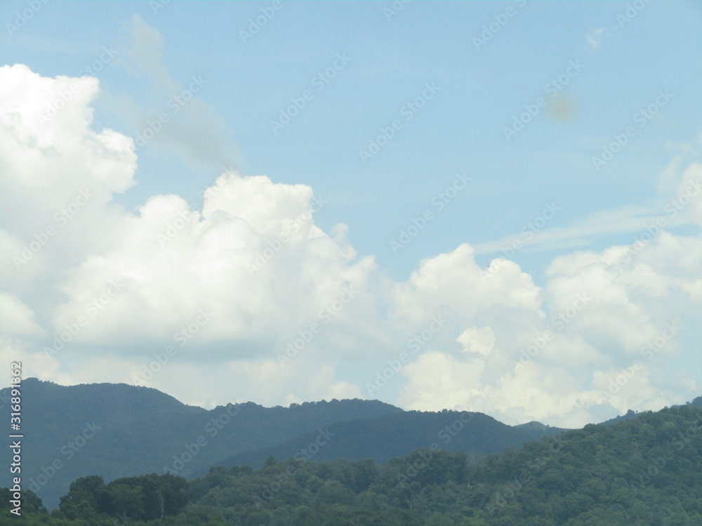 clouds over mountains