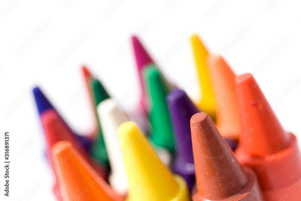 Close up shot of colorful crayons Close up shot of colorful crayons