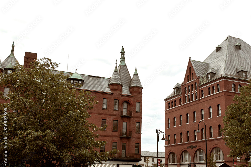 Masonic Temple and Richardson Place building at Church Street Marketplace in Burlington.  Vermont, USA