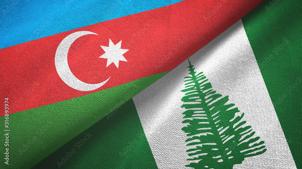 Azerbaijan and Norfolk Island two flags textile cloth, fabric texture Azerbaijan and Norfolk Island two flags textile cloth, fabric texture