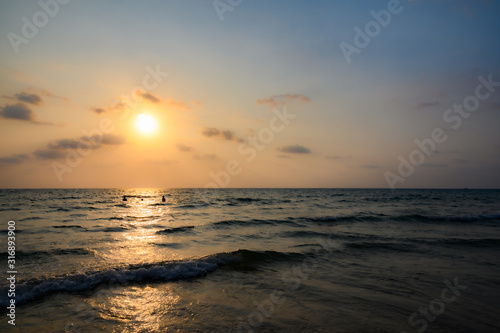 Beautiful sunset above sea. © nattanan