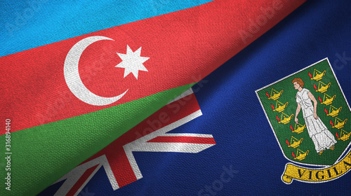 Azerbaijan and Virgin Islands British two flags textile cloth, fabric texture photo